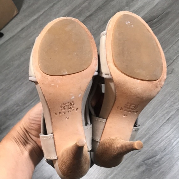 Theory Light Taupe Sling Back Crisscross Heeled Sandals size 37 - Picture 9 of 10